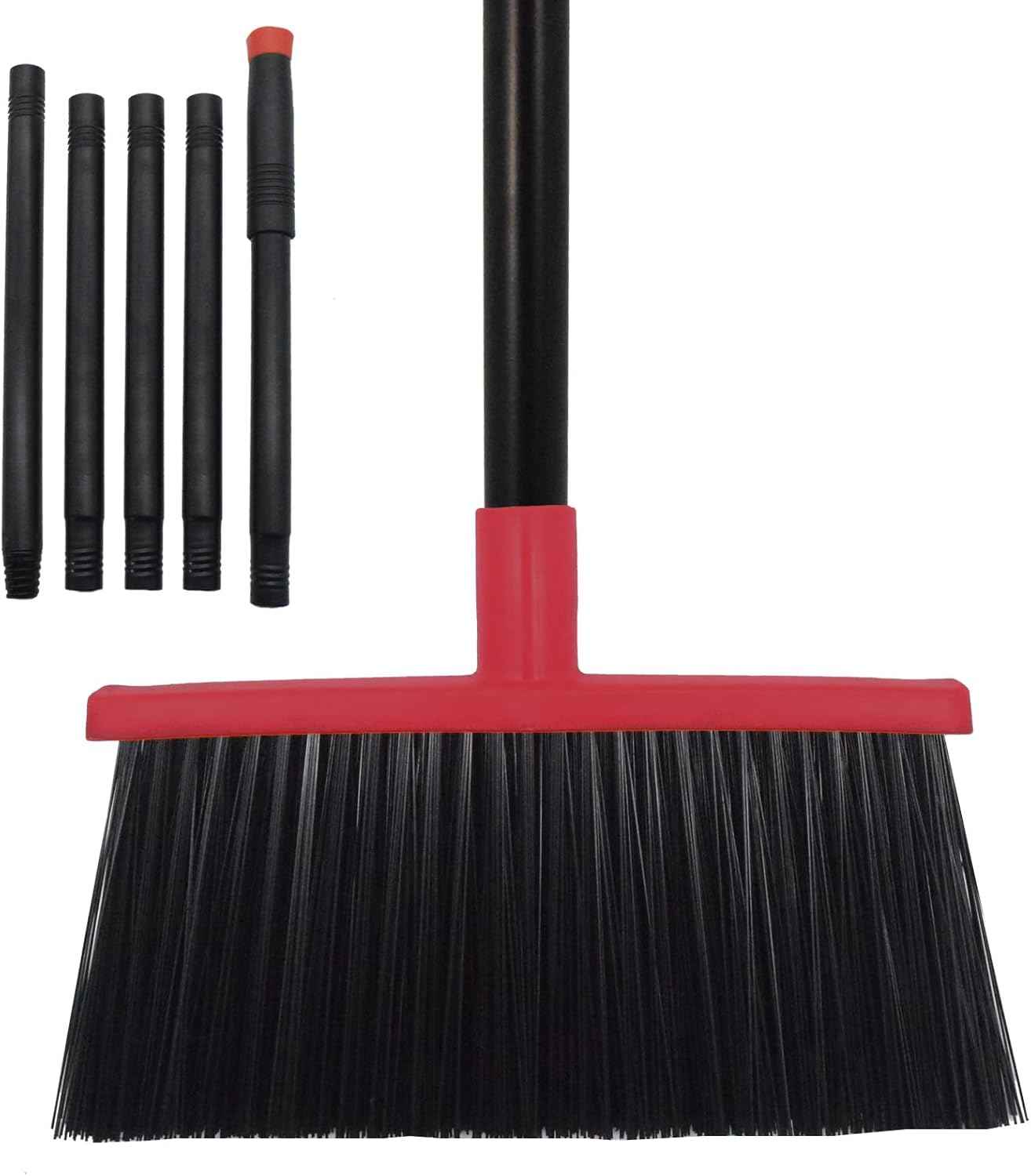 Heavy-Duty Adjustable Angle Broom with 56" Steel Handle - Ideal for Home, Garage, Kitchen, Bathroom, Office, and Outdoor Use - Durable & Efficient Cleaning Tool for Hard Floors (Orange)