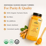 USDA Organic Turmeric Powder - Non-GMO, Kosher, Lab Tested - Chef Jar, Sustainably Grown, 18 oz, HQOExpress, Legacy Brand Since 1977