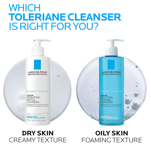 la roche-posay toleriane purifying foaming facial cleanser for sensitive skin with niacinamide ceramides oil free