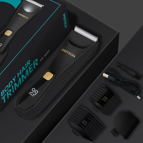 Prtech manscape body hair trimmer for men waterproof pubic hair ball trimmer with ceramic blade electric body shavers for men sensitive skin safe