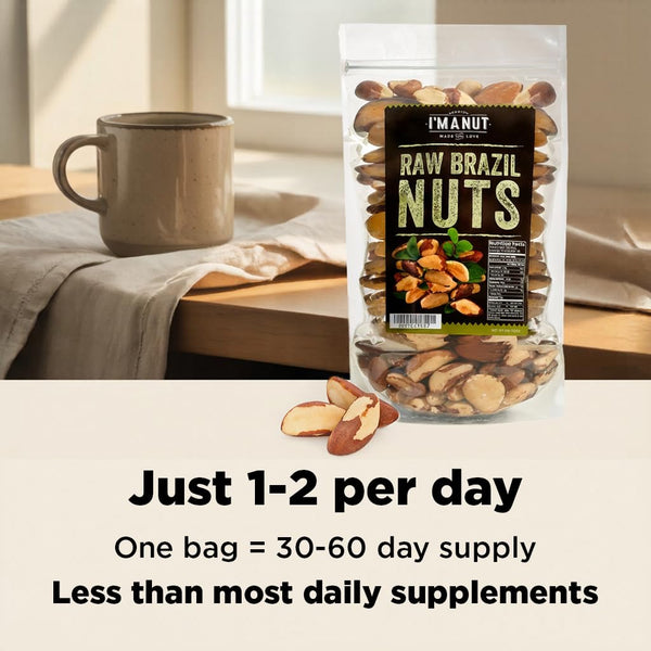 Brazil Nuts, 8oz, Wild Harvested, High Selenium, Gluten Free, Peanut Free, Non-GMO, Kosher, Resealable
