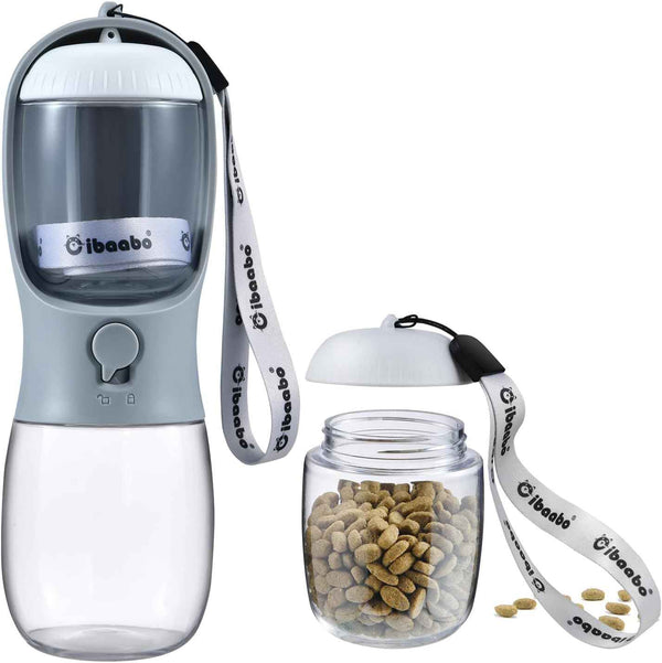 Dog Water Bottle with Food Container, Travel Puppy Water Bowl, Portable Pet Dispenser, Dog Gift Stuff Accessories Items, Puppy Essentials Necessities for Yorkie Cat Walking and Hiking