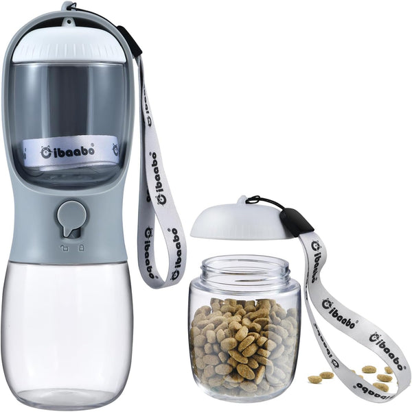 Dog Water Bottle with Food Container, Travel Puppy Water Bowl, Portable Pet Dispenser, Dog Gift Stuff Accessories Items, Puppy Essentials Necessities for Yorkie Cat Walking and Hiking