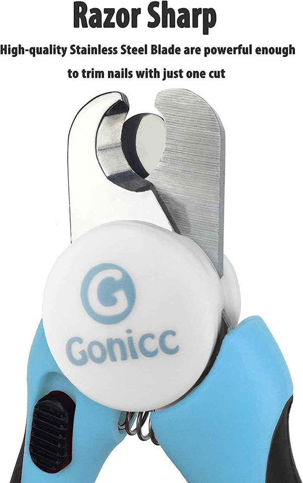 gonicc dog & cat nail clippers with safety guard and free nail file for professional pet grooming