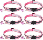 Nylon 6 Pack Reflective Cat Collar with Bell and Breakaway Buckle Adjustable 19-32cm Mixed Colors