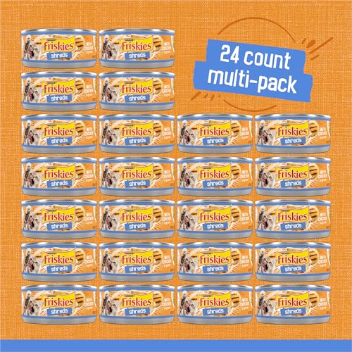 Purina Friskies Shreds with Chicken in Wet Cat Food Gravy - 5.5 oz Cans, Pack of 24