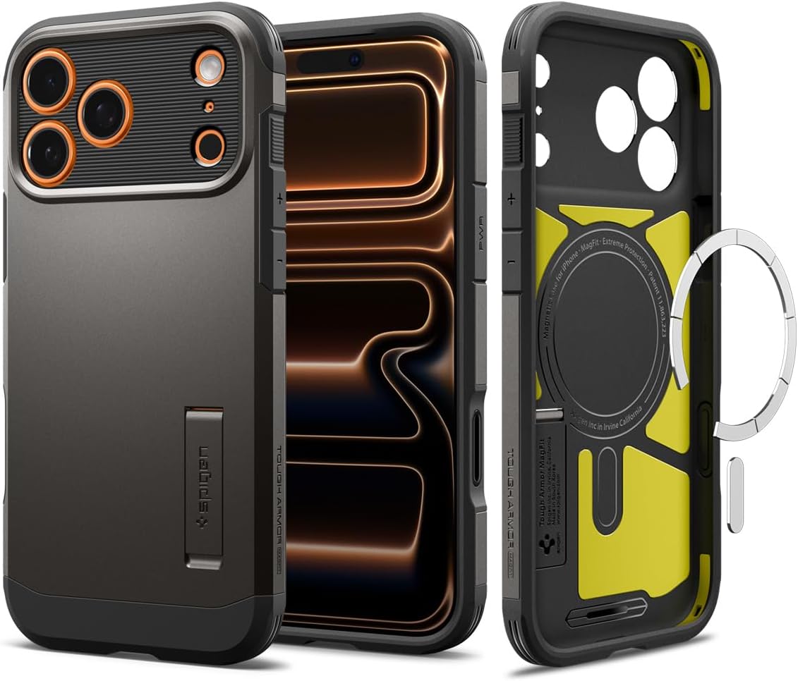 Spigen for iPhone 17 Pro Max Case, Tough Armor T MagFit [Camera Control Button] [Compatible with Magsafe] - Black