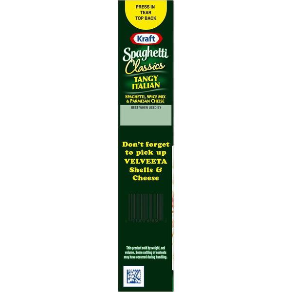 Kraft Spaghetti Classics Tangy Italian Meal Mix, Spaghetti, Spices, Parmesan Cheese, 8 oz Box
