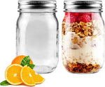 2 Pack Regular Mouth Mason Jars 16oz Glass Canning Jars with Airtight Lids