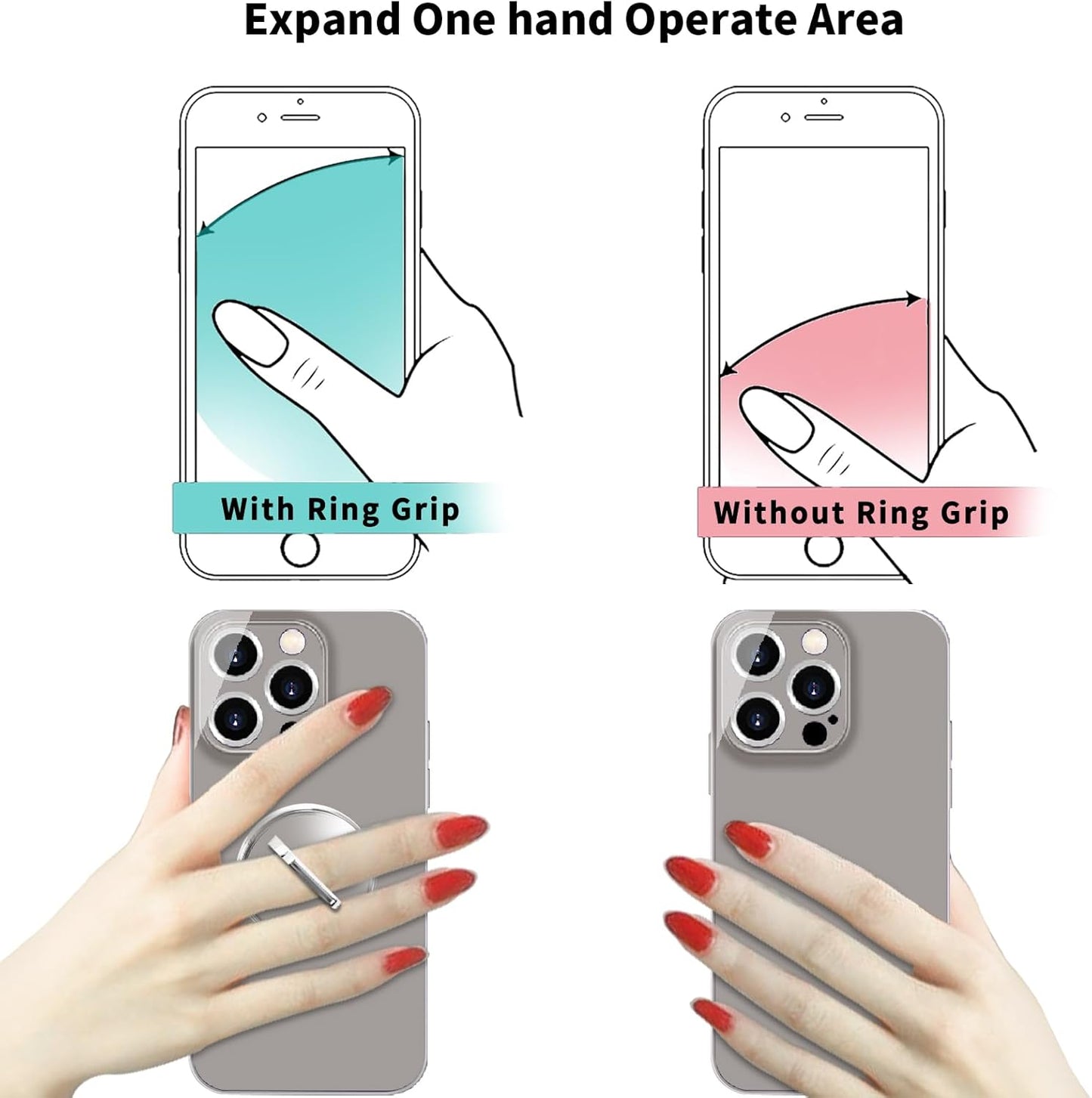 Transparent Clear Phone Ring Grips Holder Kickstand, Finger Ring Stand for Cell Phone Tablet Case Accessories(Round-Clear) (1)