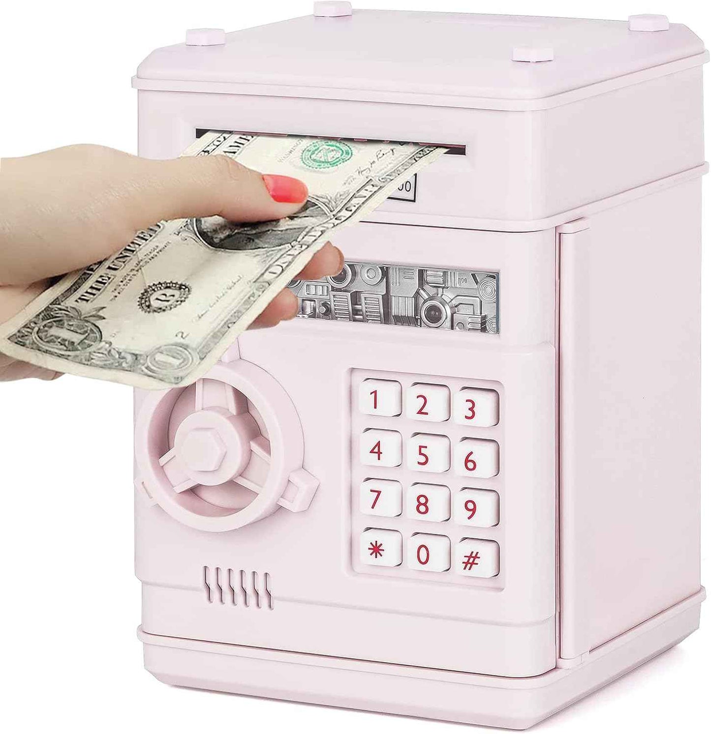 Refasy Piggy Bank Cash Coin Can ATM Bank Electronic Coin Money Bank for Kids Age 3-12, Money Savings Box Mini ATM Coin Bank Toys Gifts for 3 4 5 6 7 8 9 10 11 12 Year Old Boys Girls