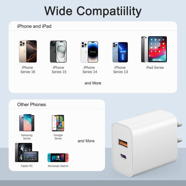 [4 Pack] USB C Charger Block Charging Block Type C Charger 20W Wall Chargers for iPhone Air/17/17 Plus/17 Pro/17 Max/16/16 Plus/16 Pro Max/15/15 Pro Max/14/13/12/Samsung/Android