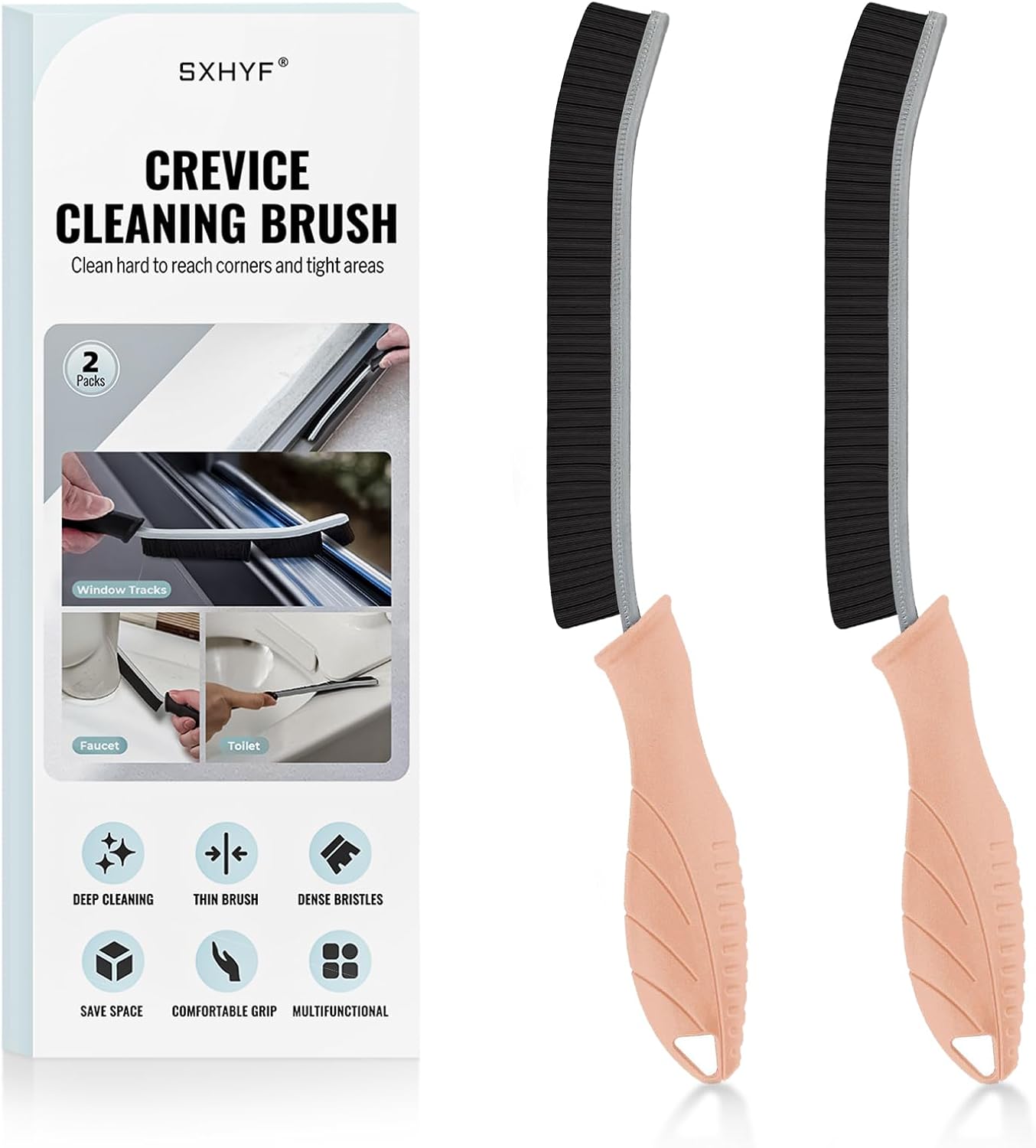 SXhyf Crevice Cleaning Brush – Hard Bristle Grout Scrub Brush for Bathroom, Kitchen & Household Cleaning