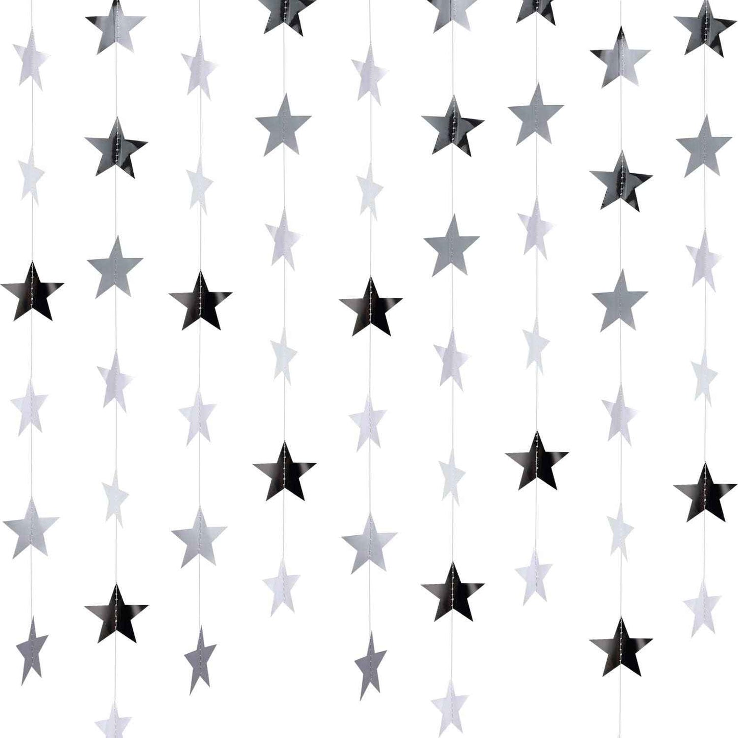 Patelai Glitter Star Garland Banner Christmas Decor 130 Feet Star Hanging Bunting Banner Twinkle Backdrop for Homecoming Classroom Wedding Birthday Halloween Party Supplies(Gold)