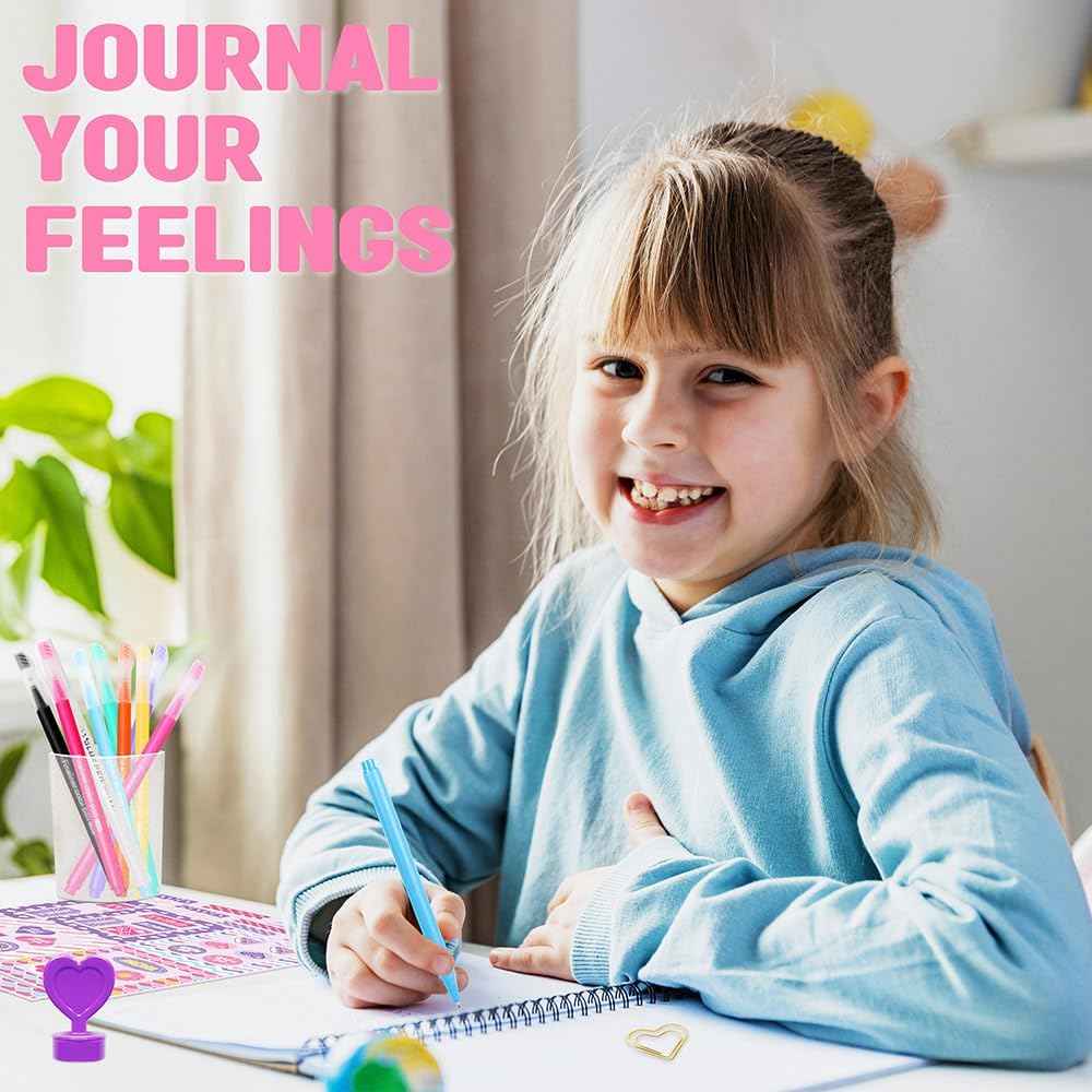 DIY Journal Kit for Girls - 26PCS DIY Journal Set for Tween & Teen Girls, Stationery Set, Scrapbook & Diary Supplies Set, Journaling Art Crafts Kit, Ideal Gifts for 8 9 10 11 12 13 14 Year Old Girl
