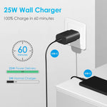25W USB-C Fast Charger Block with C-to-C Cable for Galaxy S24/S23/S22, Pixel 8/7, iPhone 17/16/15