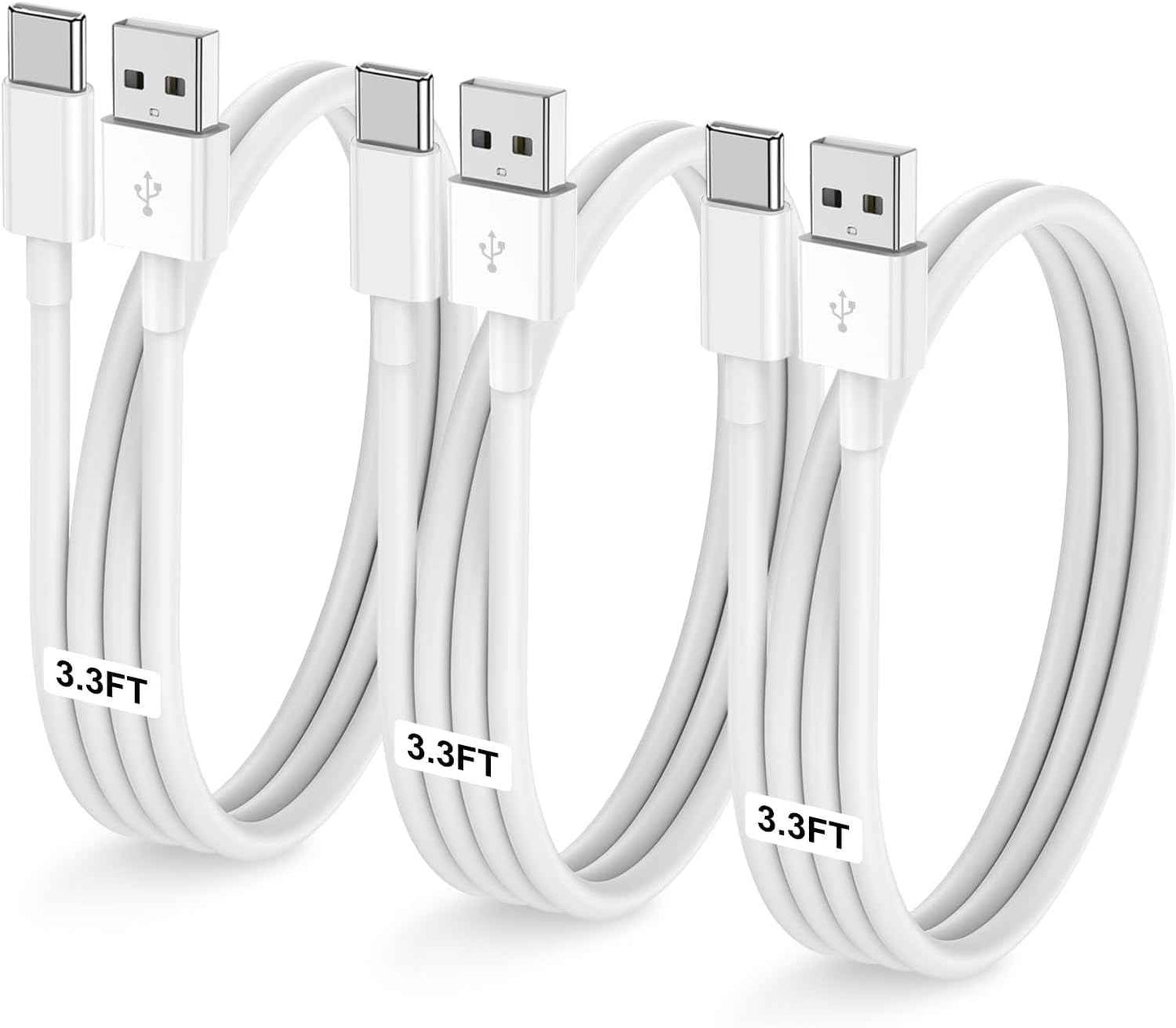 Car Carplay Cable for iPhone 17 16 15 Pro Plus Pro Max Air，3-Pack [3.3FT+3.3FT+6FT] USB A to USB C Cable for iPhone 17 16 15，for iPad Pro/Air/Mini，for Galaxy S25 S24，for MacBook Pro/Air and More