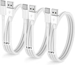 Car Carplay Cable for iPhone 17 16 15 Pro Plus Pro Max Air，3-Pack [3.3FT+3.3FT+6FT] USB A to USB C Cable for iPhone 17 16 15，for iPad Pro/Air/Mini，for Galaxy S25 S24，for MacBook Pro/Air and More
