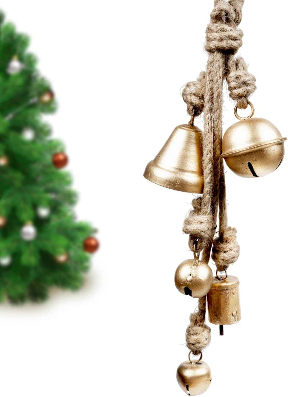 Christmas Bells - Vintage Rustic Jingle Sleigh Gold Bell for Home Decor, Wreath, Door Hanging, Garland, Cluster Decorative Bells