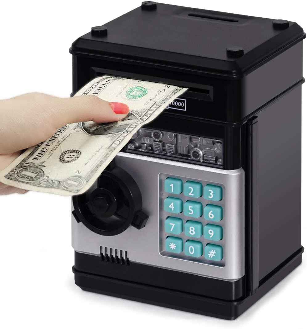 Refasy Piggy Bank Cash Coin Can ATM Bank Electronic Coin Money Bank for Kids Age 3-12, Money Savings Box Mini ATM Coin Bank Toys Gifts for 3 4 5 6 7 8 9 10 11 12 Year Old Boys Girls