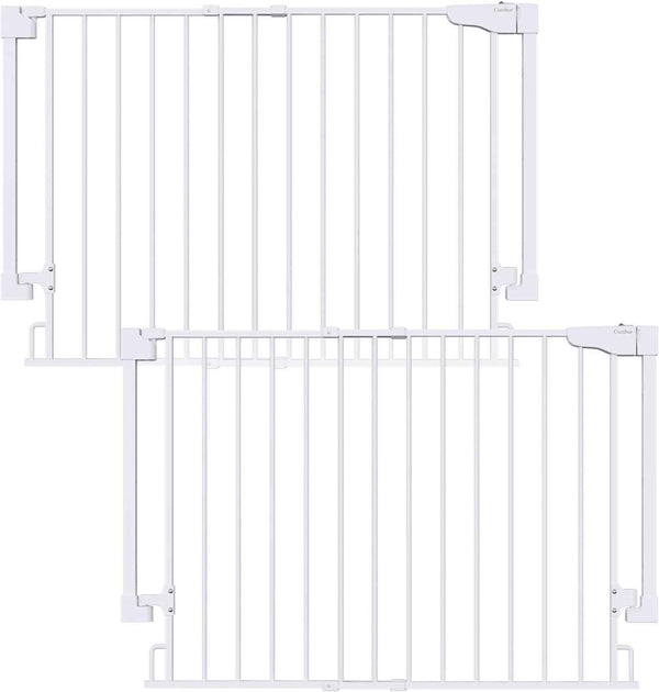 Cumbor 29.2–43" Baby Gate for Stairs, Wall-Mounted (Drill Required), Expandable No Bottom Bar Dog Gate, Auto Close Extra Wide Walk Thru, Pet & Toddler Proof Gate, Top & Bottom of Stairways (White)