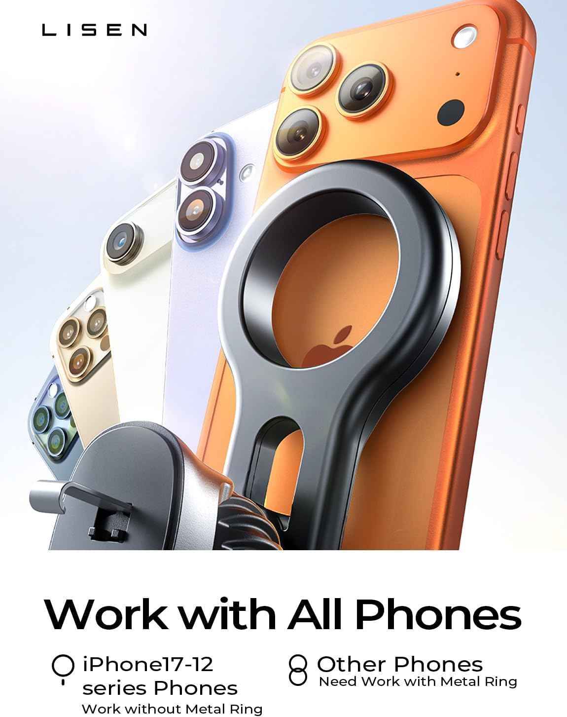 LISEN for MagSafe Car Mount, 2026 Magnetic Phone Holders for Car Air Vent Phone Mount [Ultra-Magnetic] Hands Free Cell Phone Holder Strong Clip Car Accessories for Men Women fit iPhone 17 16 15 14 Pro