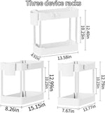 3 Pack Under Sink Organizer, 2 Tier Bathroom Cabinet with Hanging Cups, White, Kitchen & Bathroom Storage