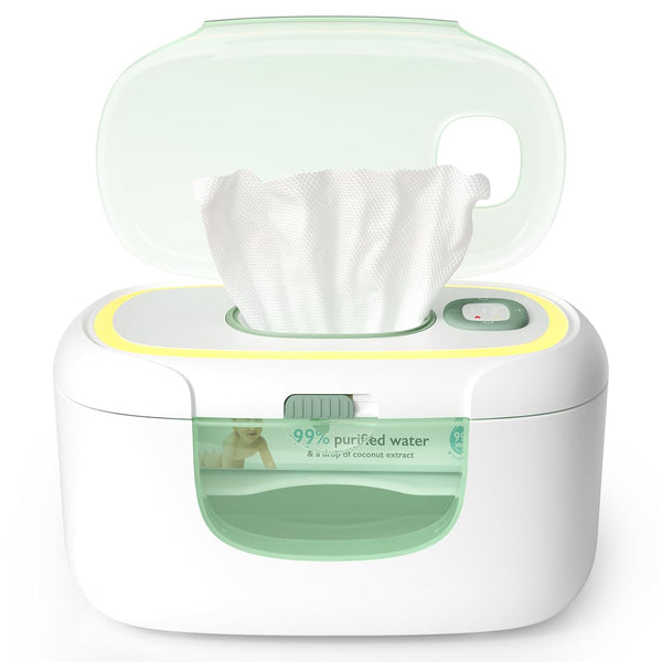 Momcozy baby wipe warmer with large capacity, spring design, fast heating, and night light