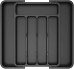 Lifewit Large Silverware Drawer Organizer, Expandable Utensil Tray for Kitchen, BPA Free Flatware and Cutlery Holder, Adjustable Plastic Storage for Spoons Forks Knives, Large, Black