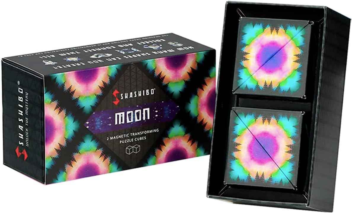 Shashibo Shape Shifting Box - Award-Winning Fidget Toy w/ 36 Rare Earth Magnets - Fidget Cube Transforms Into Over 70 Shapes, Sensory Toy Gift for Kids, Teens, and Adults (Spaced Out)