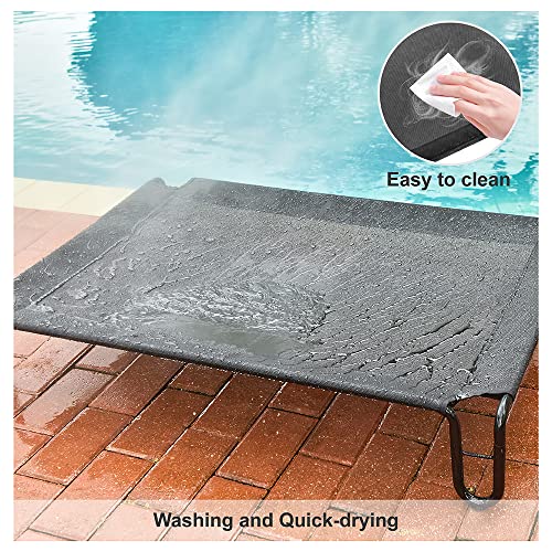 pettycare Elevated Outdoor Dog Bed - Raised Bed for Large Dogs, Waterproof Cot Easy to Assemble, Cooling Elevated Cot with Breathable Teslin Mesh, Durable, Non Slip, Up to 65 lbs,Black