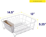 Compact dish drying rack with utensil holder for kitchen sink