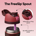 Insulated stainless steel water bottle with straw for travel and outdoor use
