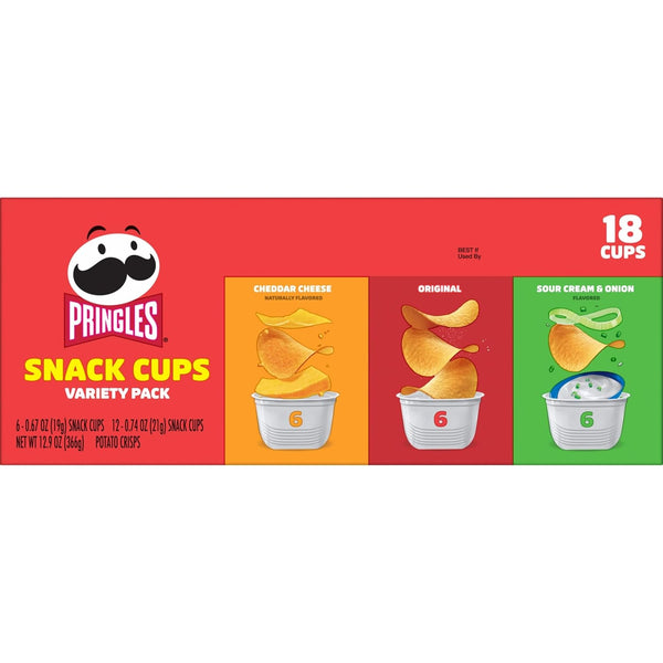 Pringles Potato Crisps Chips Variety Pack Snack Cups 12.9oz Box
