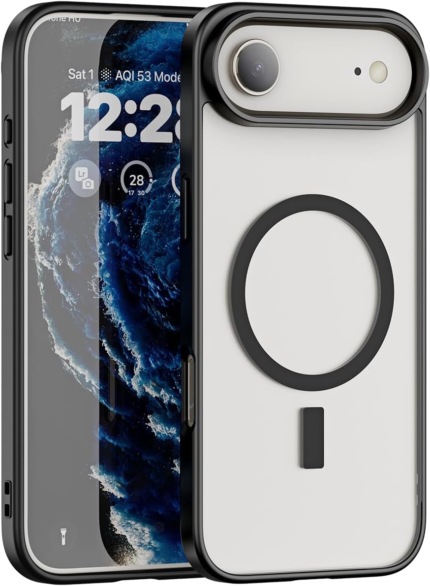 Compatible with Magnetic Matte Clear Case for 17 Air–Tough Drop-Resistant Design, Anti-Yellow, Shockproof, Slim Transparent Cover (Black-17A)