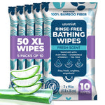Body Wipes for Adults, No Rinse, 50pc XL, Ultra Thick Shower Travel Wipes for Personal Cleansing & Hygiene Essentials