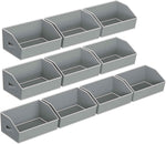 Closet Organizers Bins 6 Packs - Large Closet Shelf Organizer with Handles, Fabric Trapezoid Storage Bins, Collapsible Storage Cubes for Clothes, Towels, Light Gray