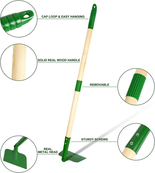 Duckura Kids Gardening Tools Set - 7pcs Wheelbarrow Set for Kids with Shovel, Rake, Leaf Rake, Summer Outdoor Yard Digging Weed Birthday Gifts Toys, Valentine's for Boys Girls Age 2 3+ Years(Green)