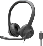 Logitech H390 black stereo wired headset with noise cancelling mic for PC, laptop, Chromebook