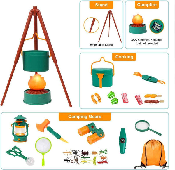 Meland Kids Camping Set with Tent - Toddler Toys for Boys 3-6 Years Old, Green