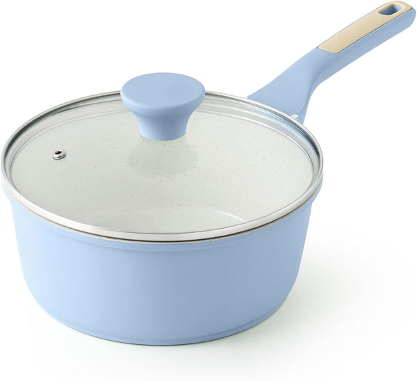 Small Nonstick Saucepan with Lid, Swiss Granite Coating, Stay-cool Handle, Multipurpose Handy Sauce Pot
