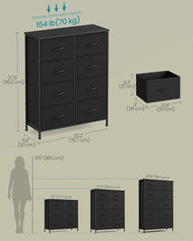 SONGMICS Dresser for Bedroom Storage Unit with 8 Non-Woven Fabric Drawers