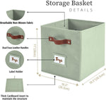 DECOMOMO Storage Bins, Sage Green, 6-Piece Set, 10.5" x 11"