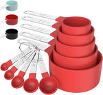 TILUCK Measuring Cups & Spoons Set, Stackable Cups and Spoons, Nesting Measure Cups with Stainless Steel Handle, Kitchen Gadgets for Cooking & Baking (Black)