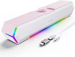 lenrue g11 computer speakers with clear sound and touch lights for pc desktop laptop monitor