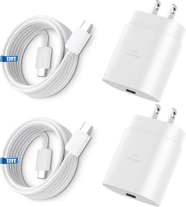 Super Fast Charger Type C, 25W USB C Wall Charger Fast Charging for Samsung Galaxy S26 Ultra/S26/S26+/S25 Ultra/S25/24 Ultra/S24/S23 Ultra/S22 Ultra with 10FT Long Android Type C Charger Cable 2Pack