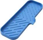 Silicone Bathroom Soap Dishes with Drain Spout-Bathroom and Kitchen Sink Organizer,Sponge Holder,Dish Soap Tray,Perfect for Dispenser,Scrubber,Bottle,Cup on Sink or Counter-Black 4.9"×3.2"