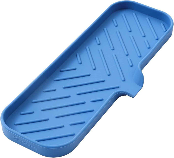 Silicone Bathroom Soap Dishes with Drain Spout-Bathroom and Kitchen Sink Organizer,Sponge Holder,Dish Soap Tray,Perfect for Dispenser,Scrubber,Bottle,Cup on Sink or Counter-Black 4.9"×3.2"