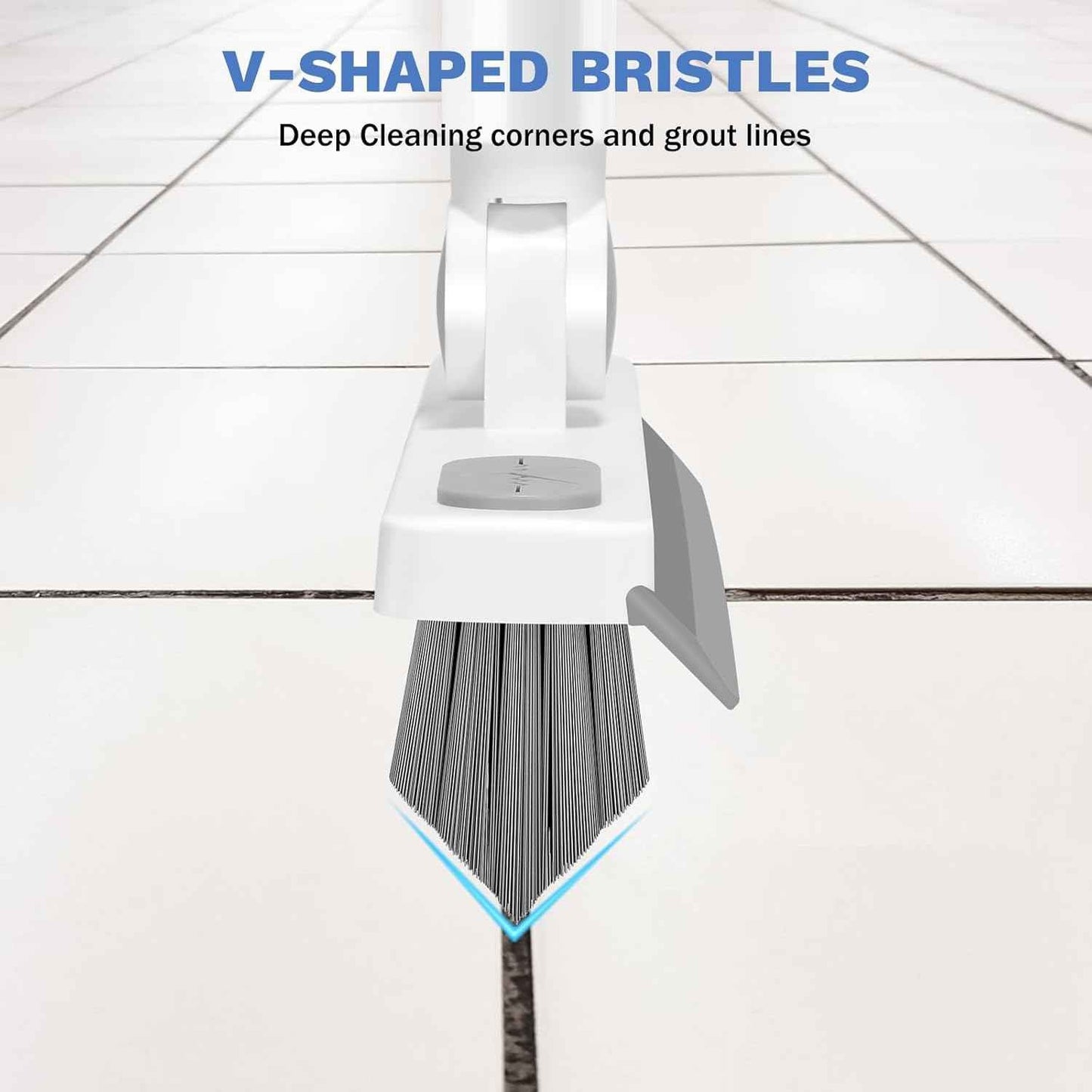SetSail Grout Cleaner Brush with Long Handle, V-Shaped Floor Scrub Brush for Bathroom, Tile, Kitchen, and Garage Cleaning