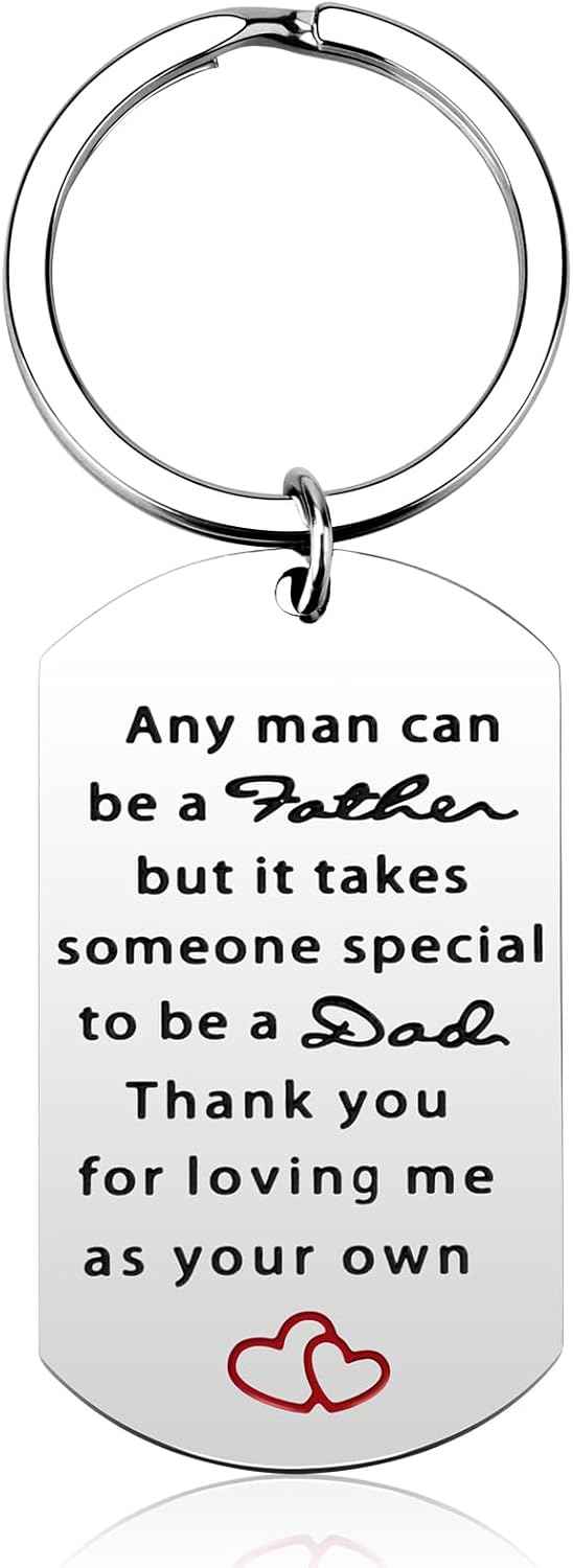 Keychain Christmas Gifts for dad: Personalized Gift Idea for stepfather from Daughter Son on Birthday Fathers Day - Stainless Steel Outdoor men's Lightweight car house key organizer